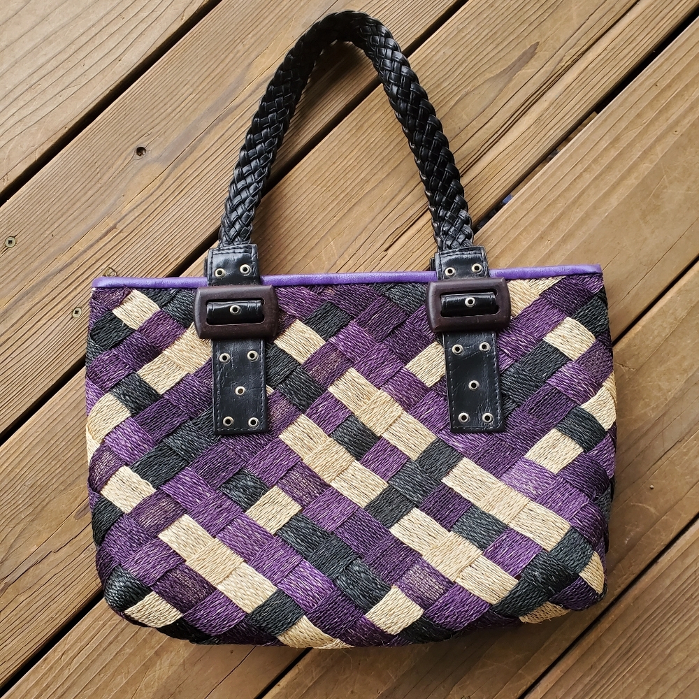Straw Woven Checkered Bag
